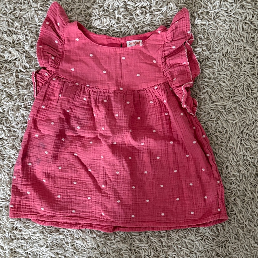 Cat & Jack Pink Polka Dot Ruffle Top